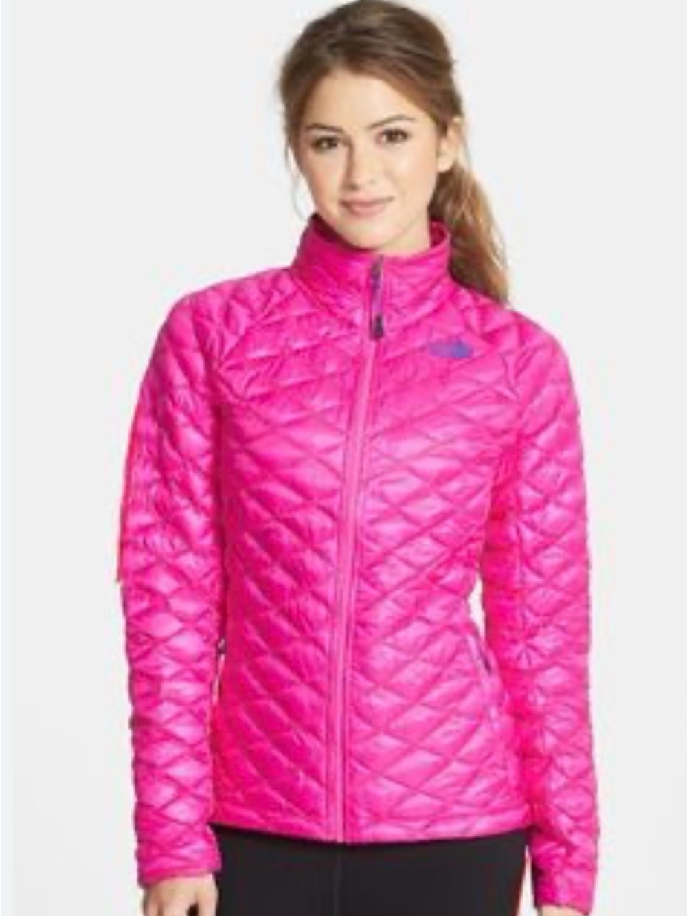 The North Face Thermoball Women's Hot Pink Diamond-Quilt Puffer Jacket